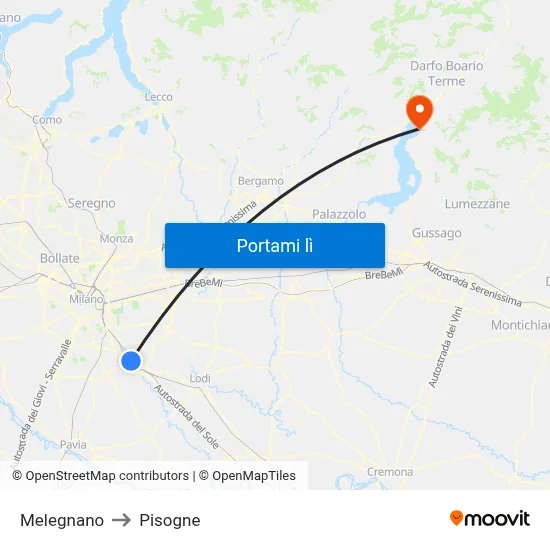 Melegnano to Pisogne map