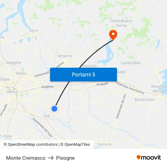 Monte Cremasco to Pisogne map