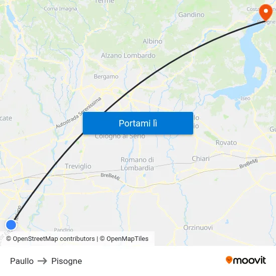Paullo to Pisogne map