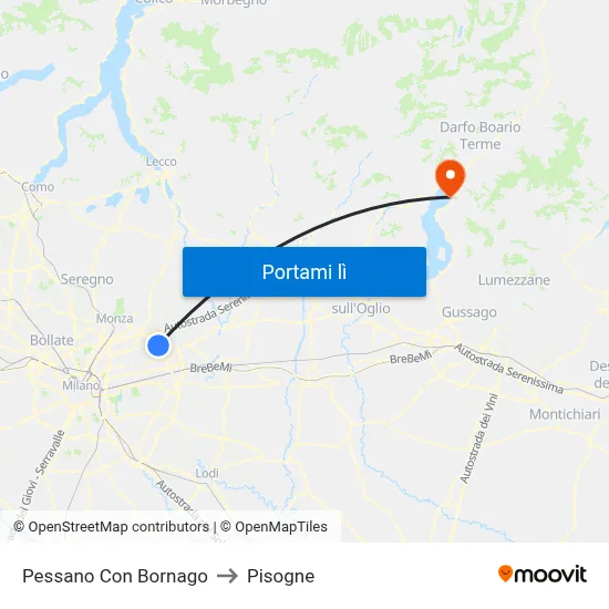 Pessano Con Bornago to Pisogne map