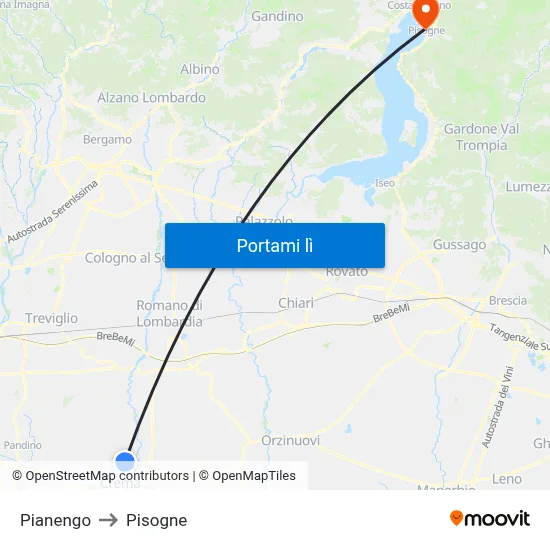 Pianengo to Pisogne map