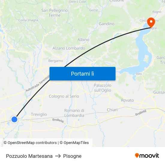 Pozzuolo Martesana to Pisogne map