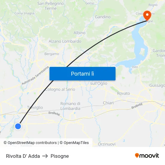 Rivolta D' Adda to Pisogne map