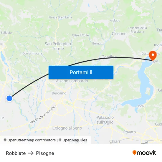 Robbiate to Pisogne map