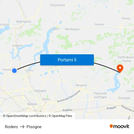 Rodero to Pisogne map