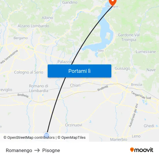 Romanengo to Pisogne map