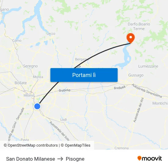 San Donato Milanese to Pisogne map