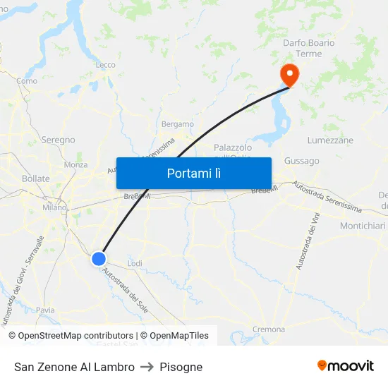 San Zenone Al Lambro to Pisogne map