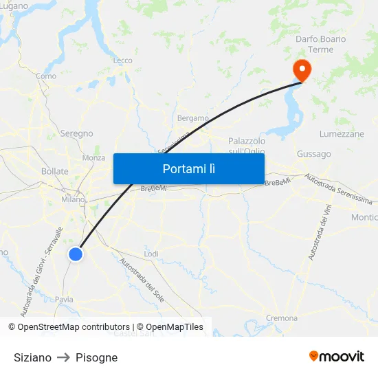 Siziano to Pisogne map