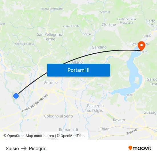 Suisio to Pisogne map