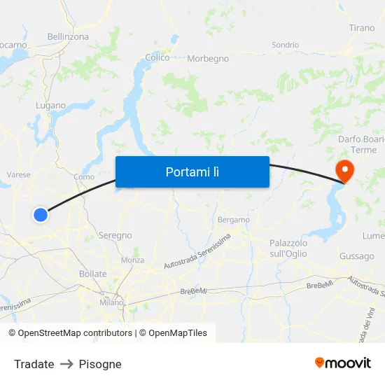 Tradate to Pisogne map