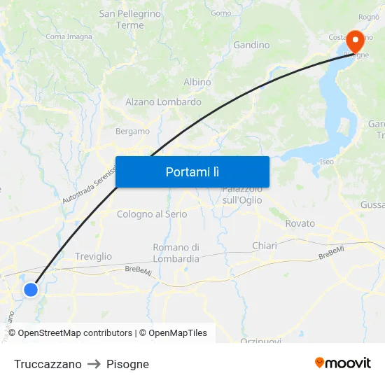 Truccazzano to Pisogne map