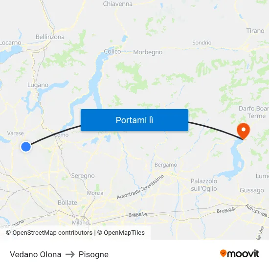 Vedano Olona to Pisogne map
