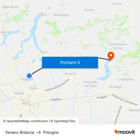 Verano Brianza to Pisogne map