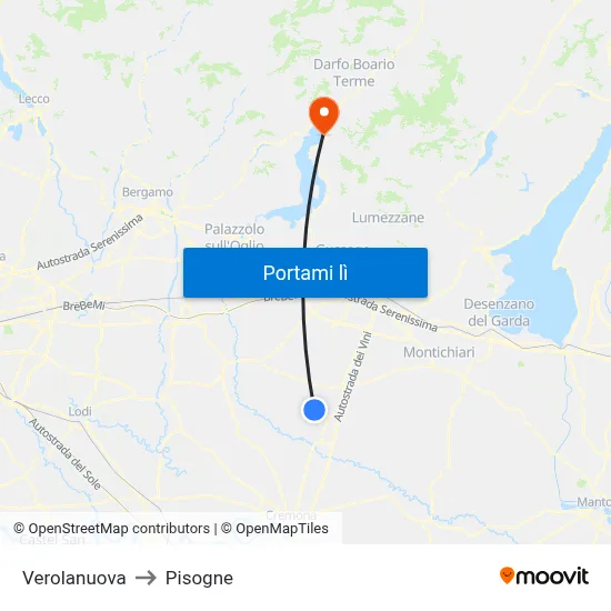 Verolanuova to Pisogne map