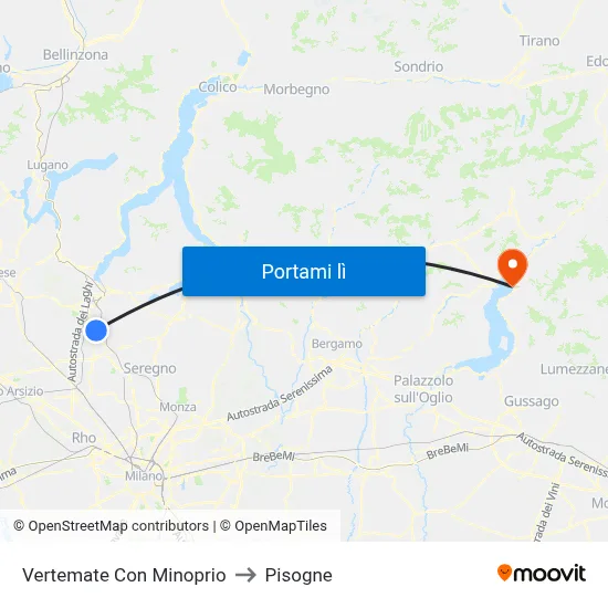 Vertemate Con Minoprio to Pisogne map