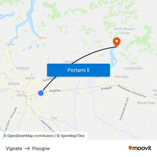 Vignate to Pisogne map