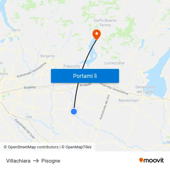 Villachiara to Pisogne map