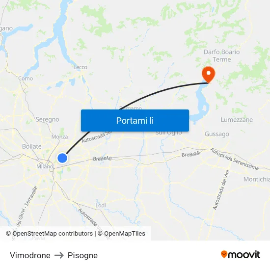 Vimodrone to Pisogne map