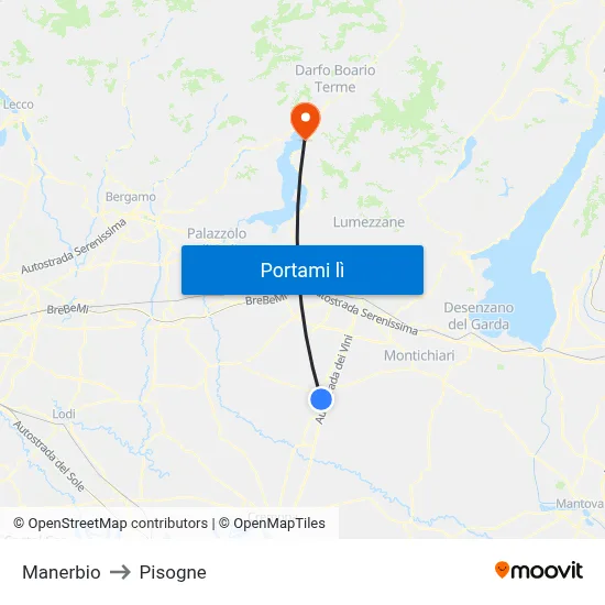 Manerbio to Pisogne map