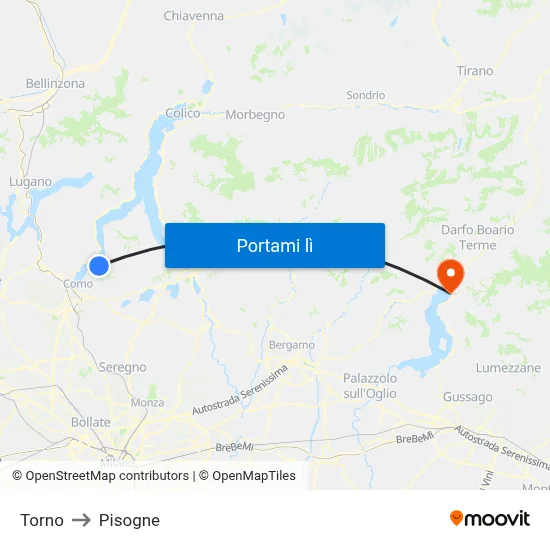 Torno to Pisogne map