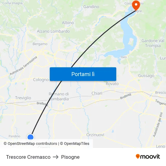 Trescore Cremasco to Pisogne map