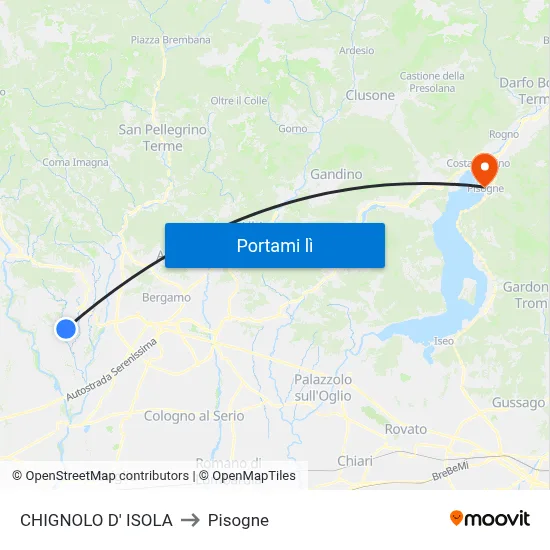 CHIGNOLO D' ISOLA to Pisogne map