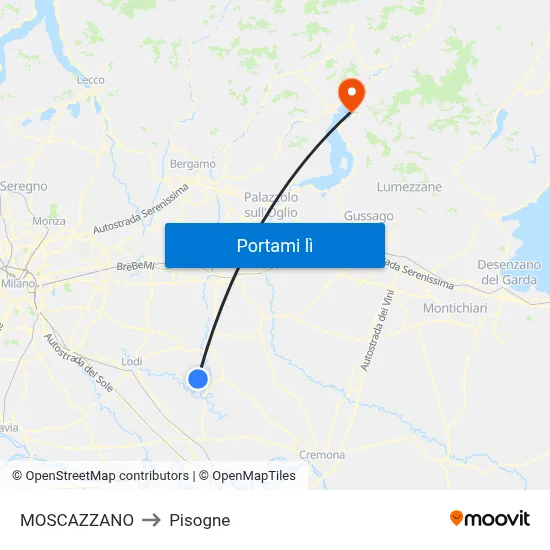 MOSCAZZANO to Pisogne map