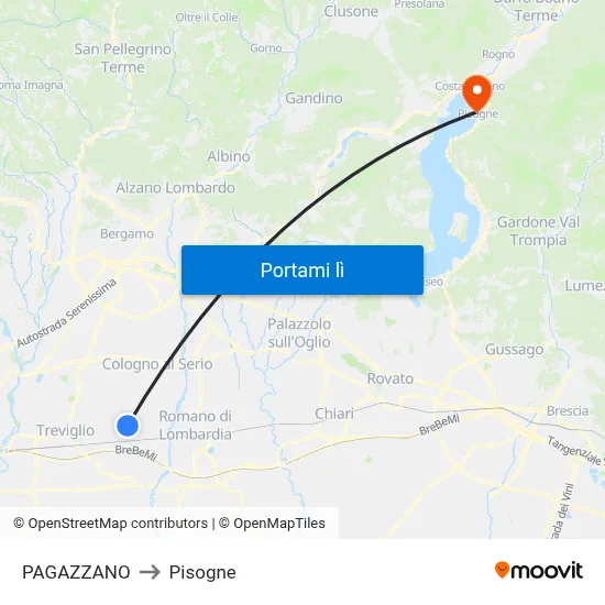 PAGAZZANO to Pisogne map