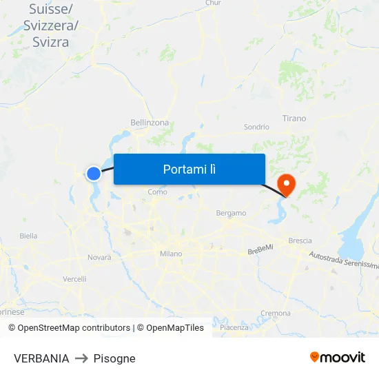 VERBANIA to Pisogne map