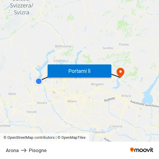 Arona to Pisogne map