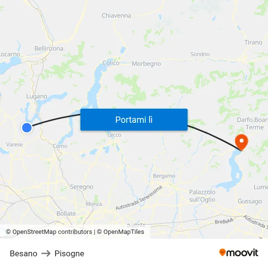 Besano to Pisogne map