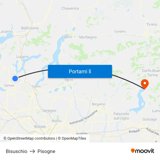 Bisuschio to Pisogne map