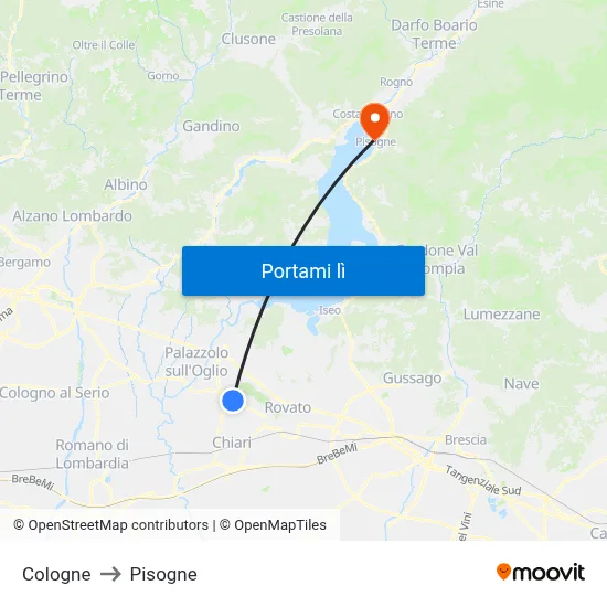 Cologne to Pisogne map