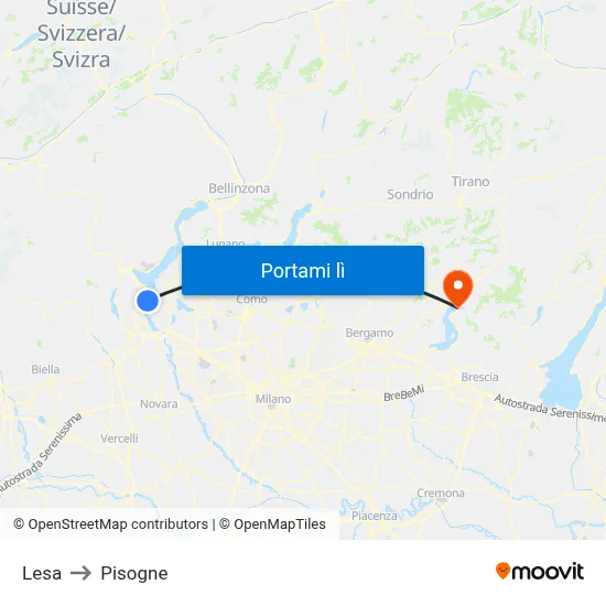 Lesa to Pisogne map