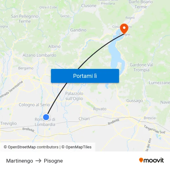 Martinengo to Pisogne map