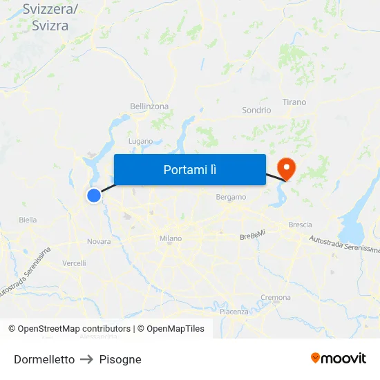 Dormelletto to Pisogne map
