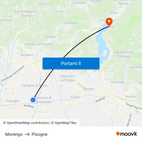 Morengo to Pisogne map