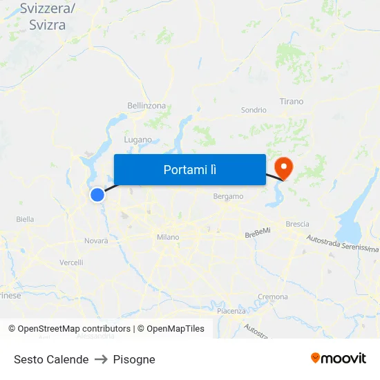 Sesto Calende to Pisogne map