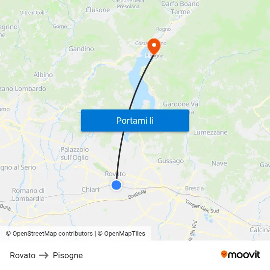 Rovato to Pisogne map