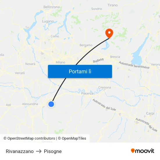 Rivanazzano to Pisogne map