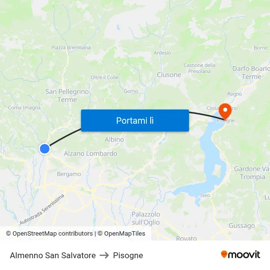 Almenno San Salvatore to Pisogne map