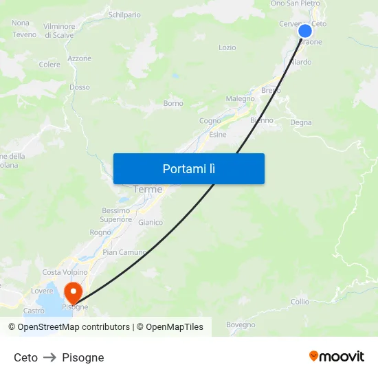 Ceto to Pisogne map