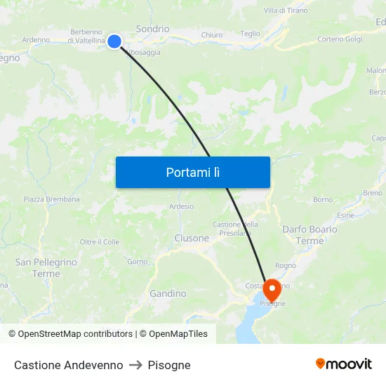Castione Andevenno to Pisogne map