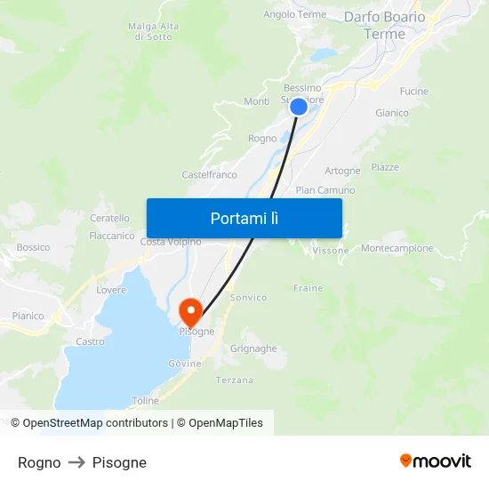 Rogno to Pisogne map