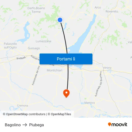 Bagolino to Piubega map