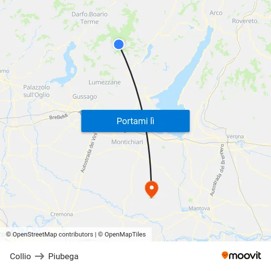 Collio to Piubega map