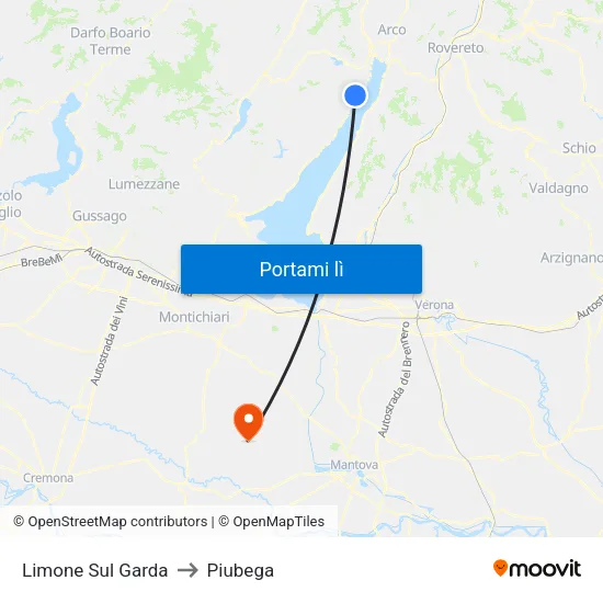 Limone Sul Garda to Piubega map