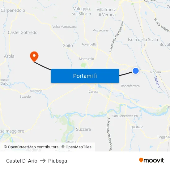 Castel D' Ario to Piubega map