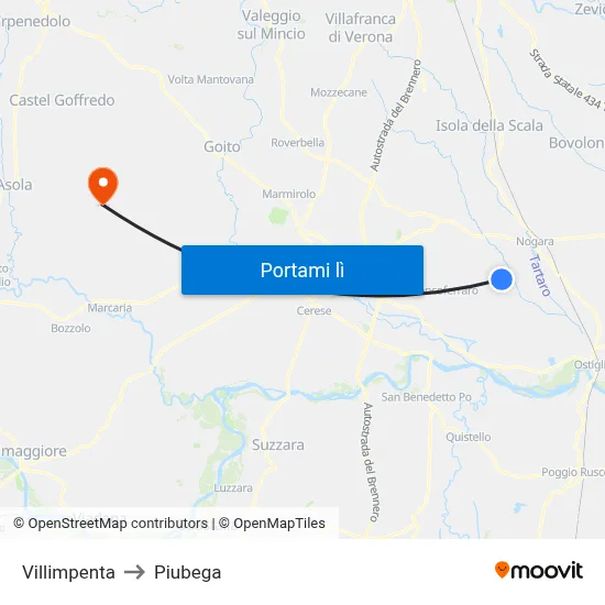 Villimpenta to Piubega map